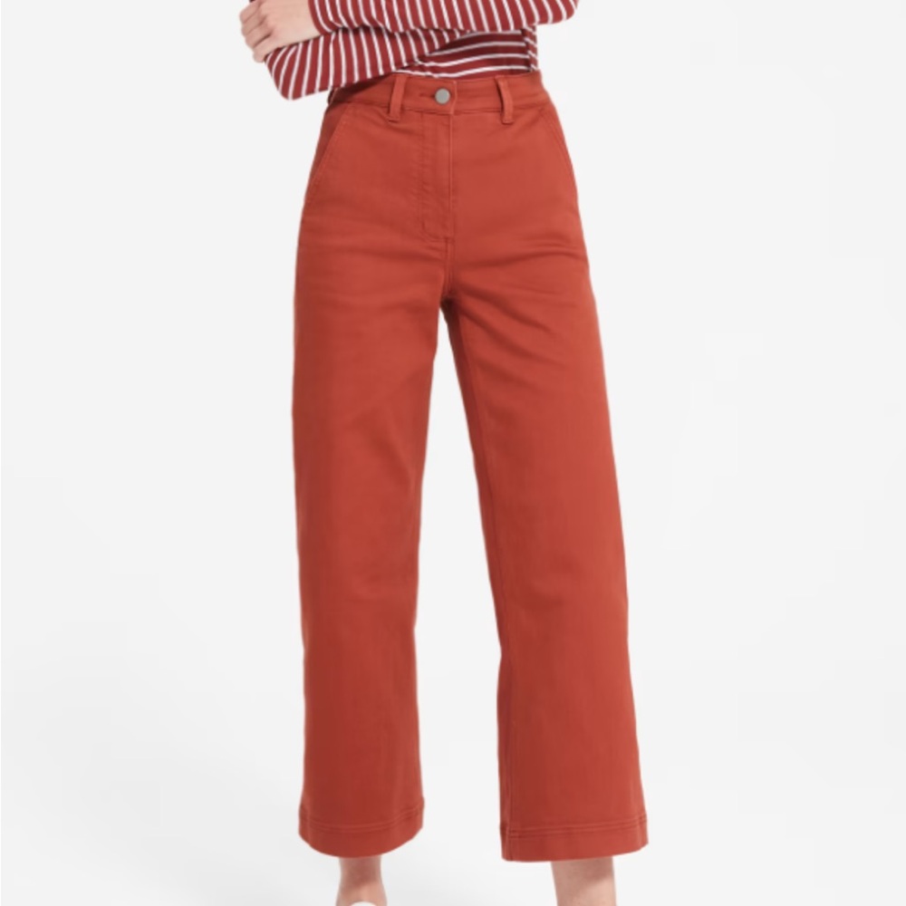 Everlane cropped wide leg pants. Red. Rust. Size 8